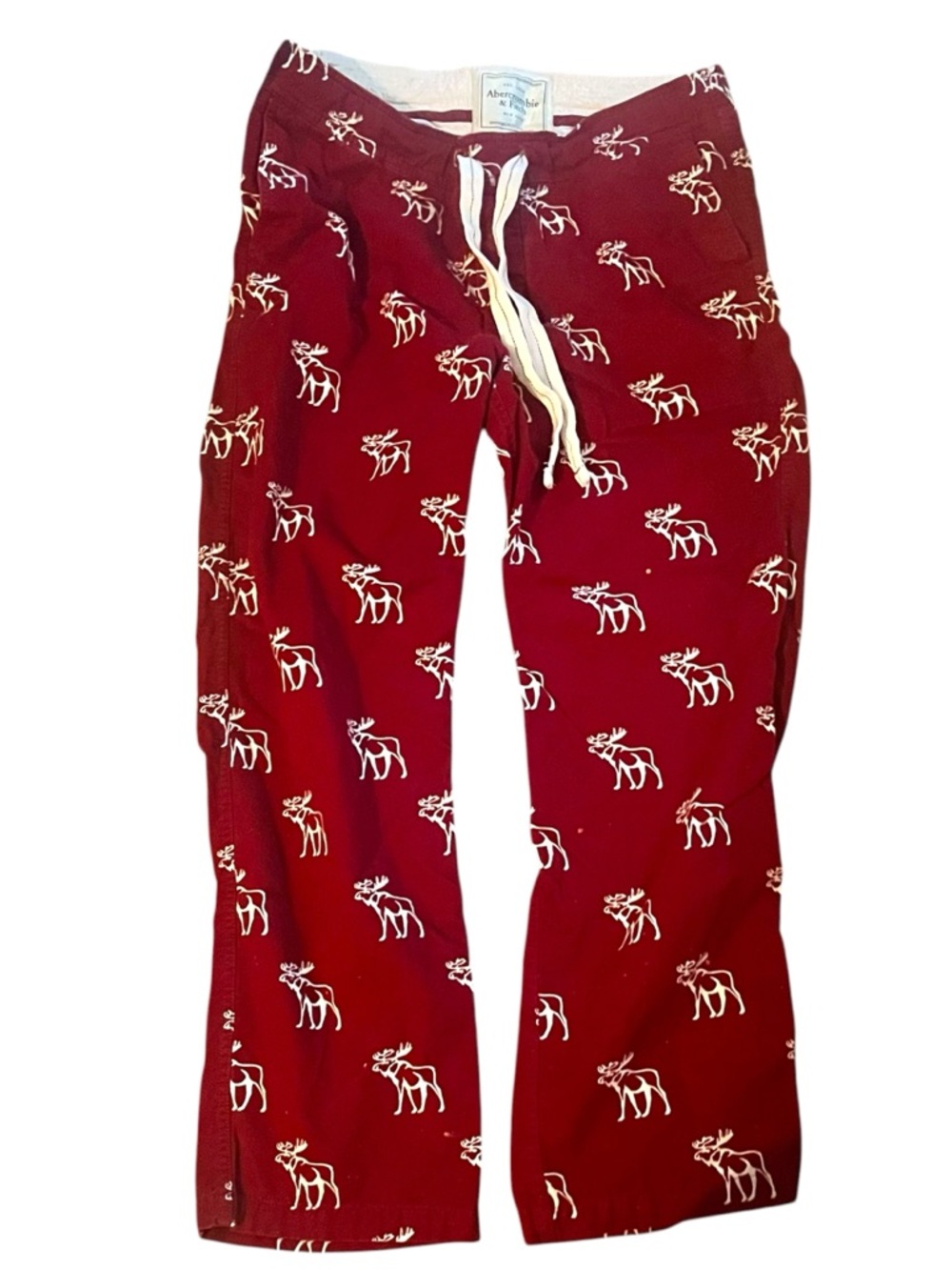 Vintage y2k Abercrombie & Fitch Red Heavy Cotton Moose Lounge Pants Size L